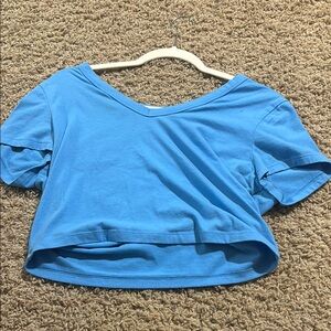 Blue Women's V-Neck Crop Top